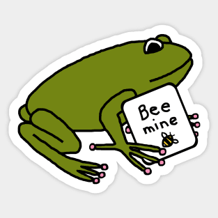 Green Frog says Bee Mine on Valentines Day Sticker